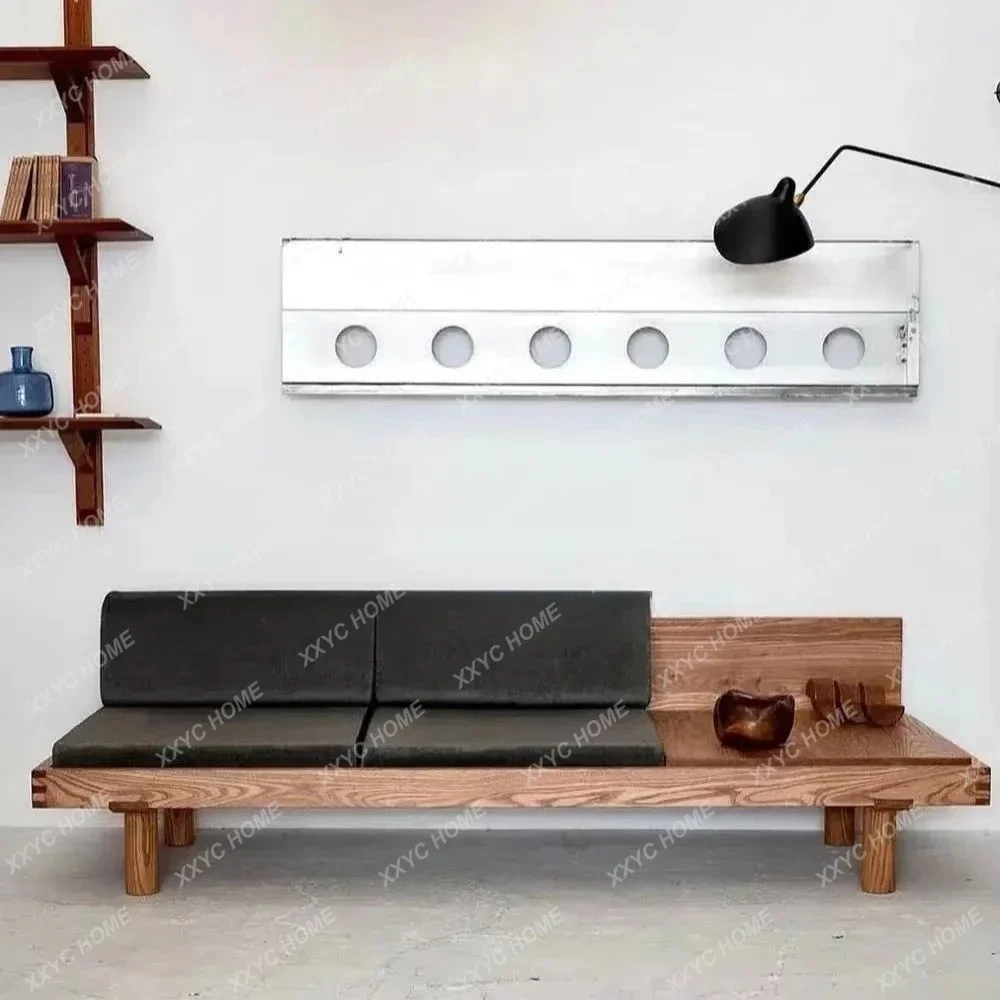 YY  light luxury design sofa card seat model room cafe living room straight row solid wood with edge