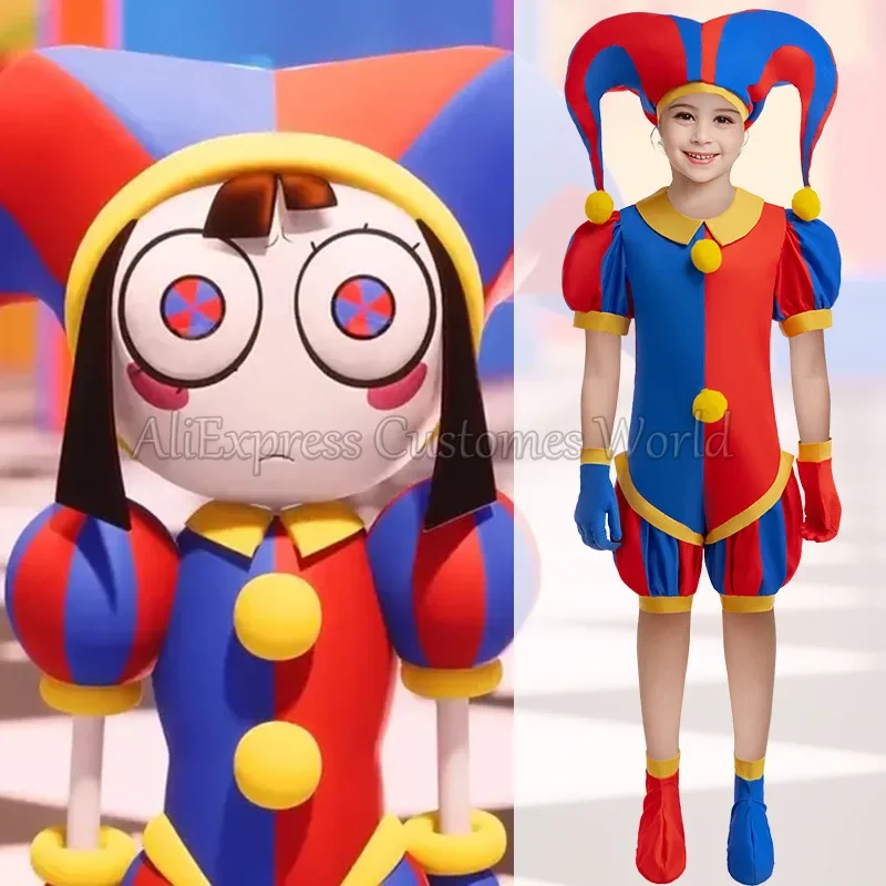 The Amazing Cos Pomni Cosplay Kostüm für Kinder Fantasia Digital Circus Disguise Kleidung Junge Mädchen Pomni Hut Outfits Halloween