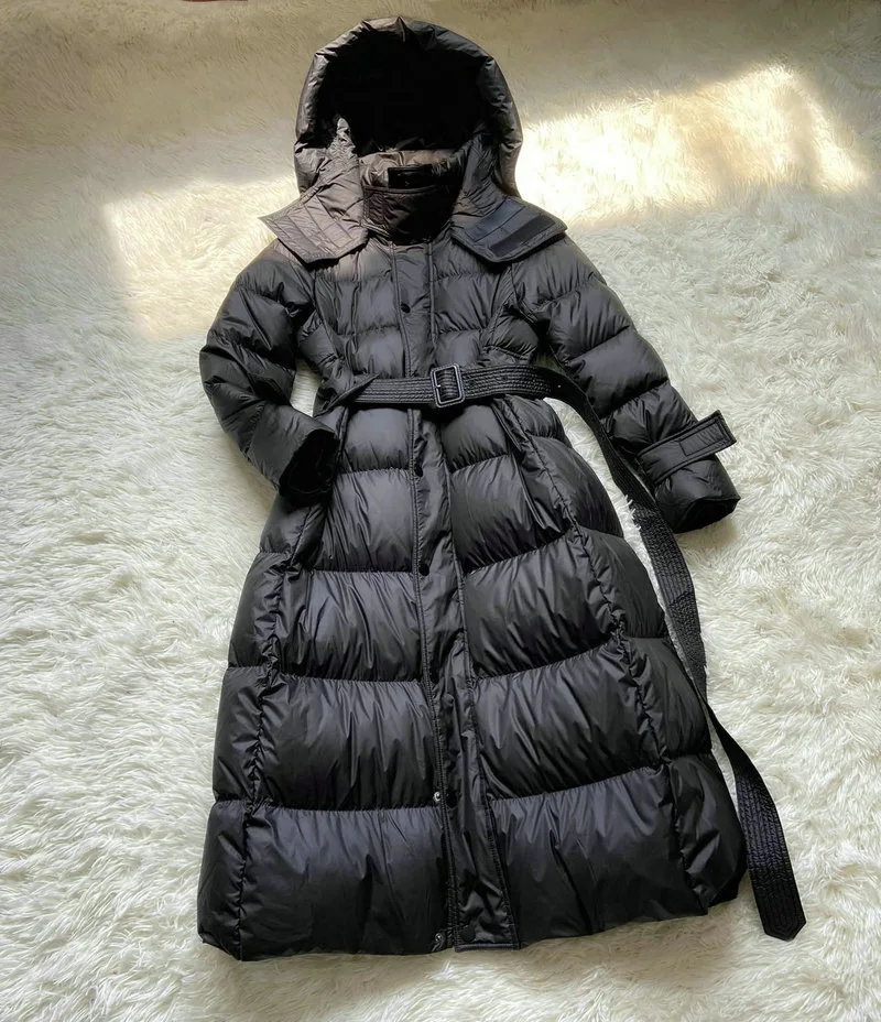 Stand Collar Women Down Coat Slim Long Elegant Female Puffer Jackets Thick Warm Waterproof Ladies Winter Down Outwear