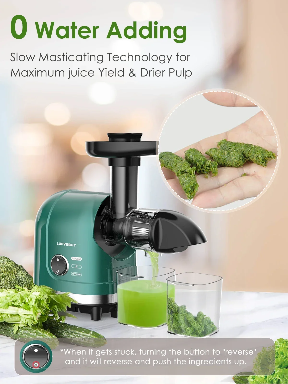 

Health Fruit and Vegetables Electric Juice Extractor Citrus Squeezer Fresh Juice Easy Clean 50 RPM Screw Cold Press Slow Juicer