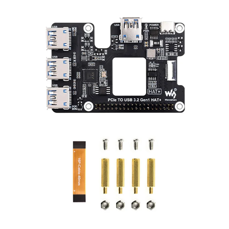 Raspberry Pi5 PCIe To USB 3.2 Gen1 HAT PCIe To USB HUB board for Pi5