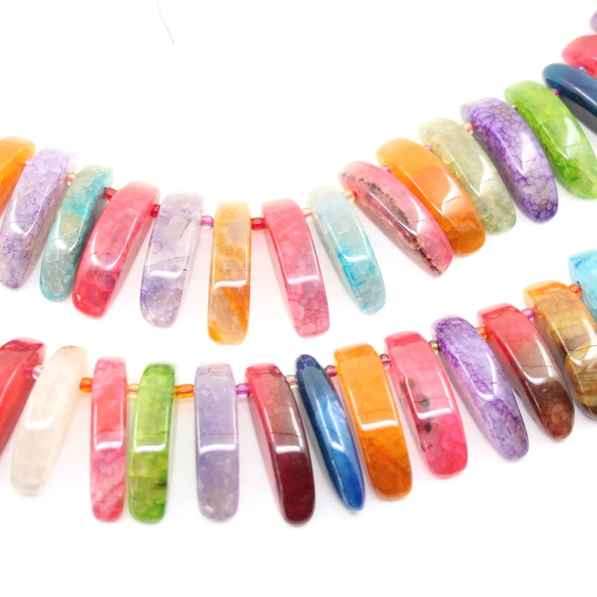 Natural Agates Graduate Top Drilled Slice Loose Beads Strand,Mix Colour Dragon Vein Onxy Slab Pendants Necklace Jewelry Making