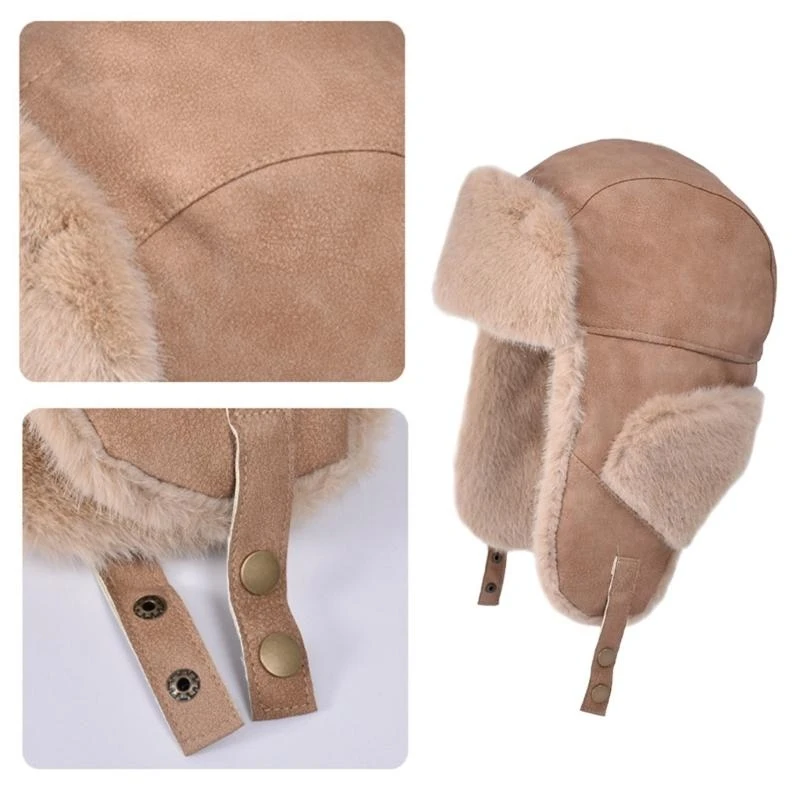 Stylish Winter Headgear for Women Windproof Fleece Lining Ear Flaps Trapper Hat