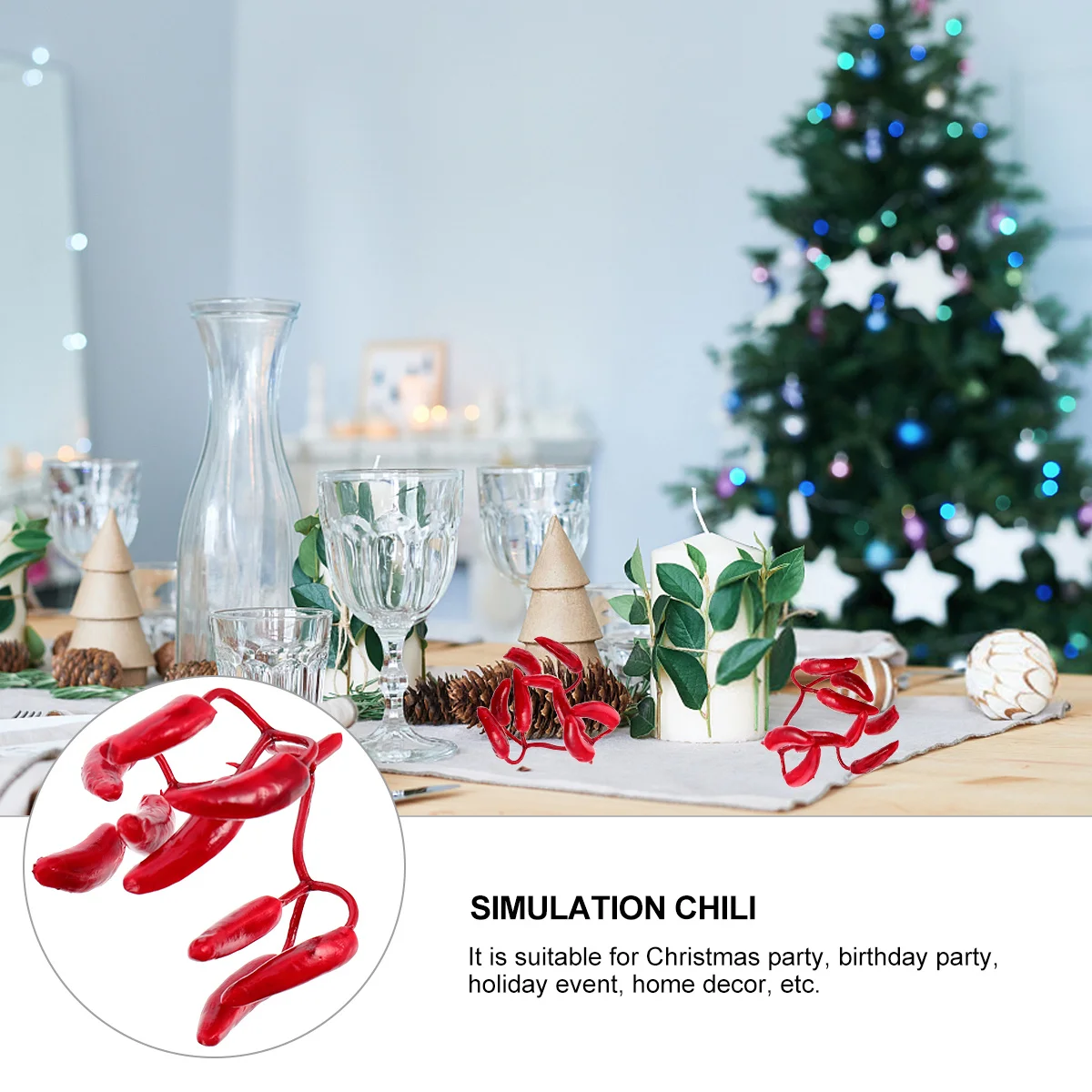 

12Pcs Artificial Chili Christmas Decoration Accessories Realistic Simulation Pepper for Holiday Event Party Home Decor