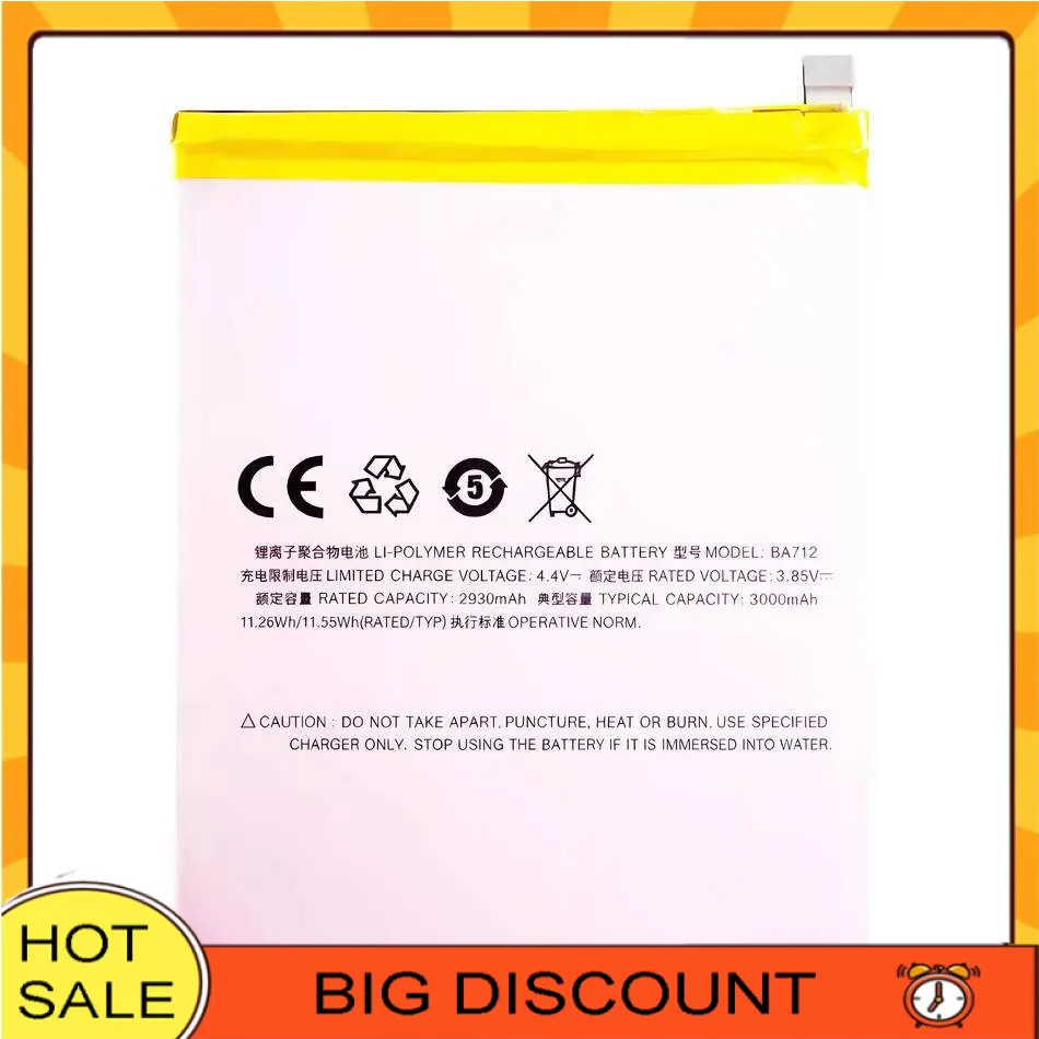 

Good Low-Temperature Performance BA712 Durable For Meizu M6s For Meilan S6 Mblu M712Q M C M712H 2930Mah Mobile Phone Battery
