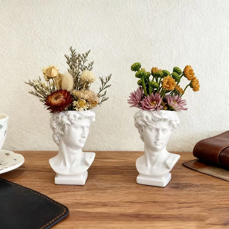 David Art Statue Flowerpot for Inserting Dried Flowers and Simulating Flowers Home Living Room Bedroom Decoration Gift