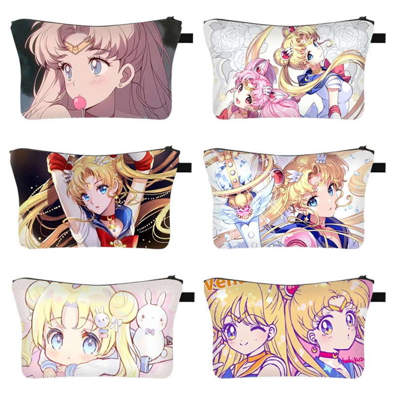 

Sailor Moon Cosmetic Bag Cute Cartoon Polyester Large Capacity Organiser Student Portable Coin Purse Handbag Kids Birthday Gifts