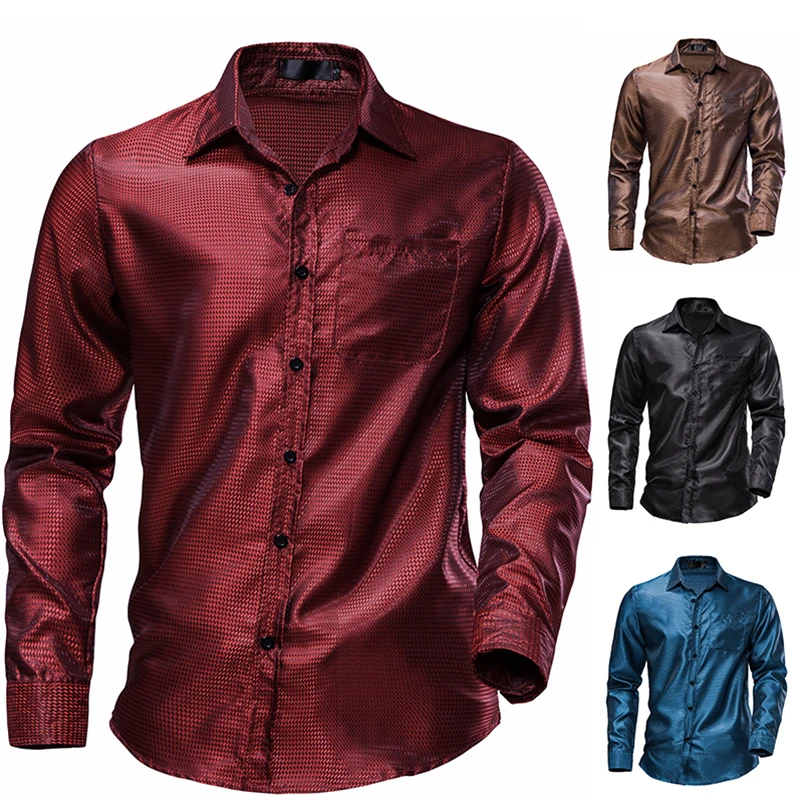 Chemise à manches longues vintage Chang pour hommes, visage lumineux des années 70, salle de Rh, boîte de nuit, bar, chemises de fête, nouveau