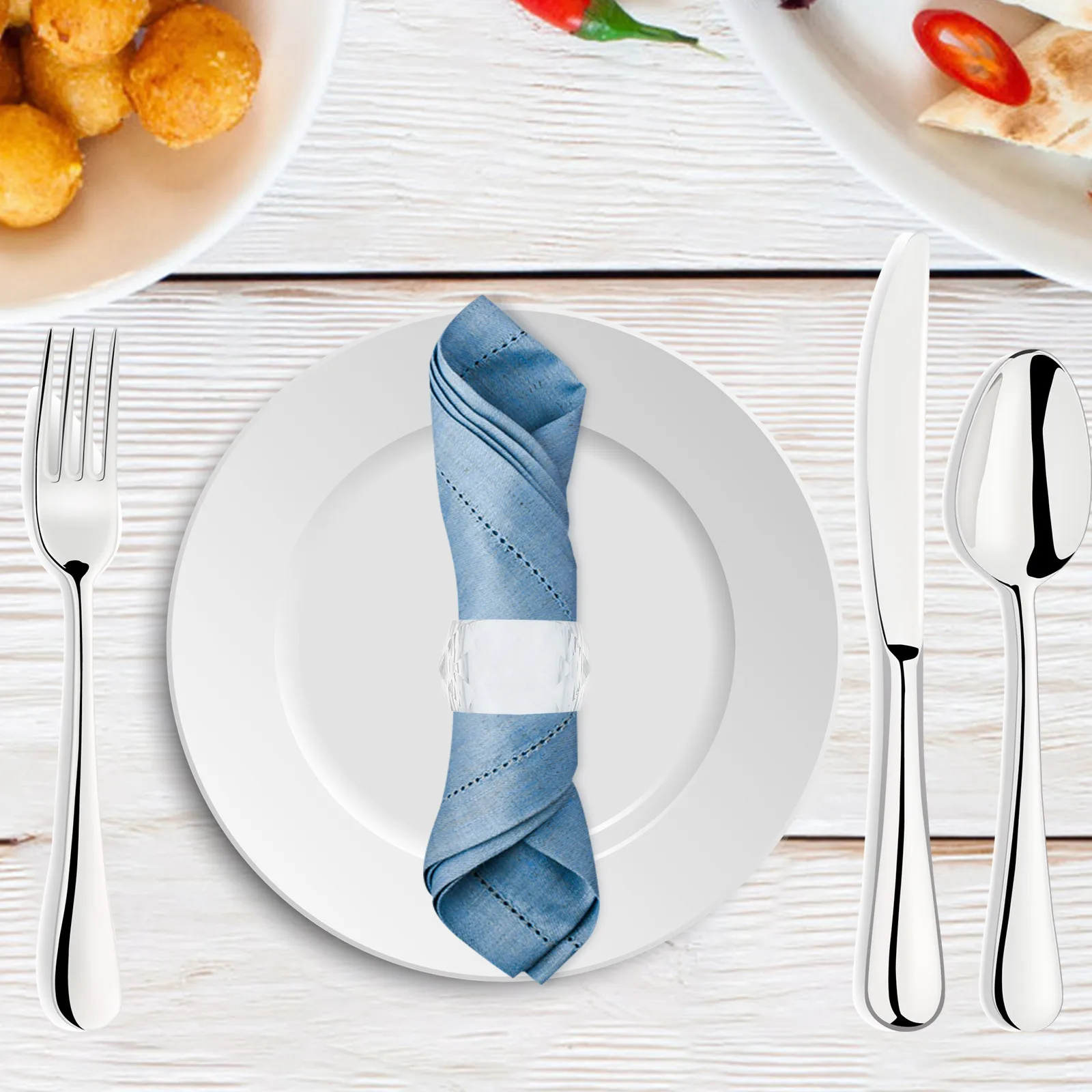 

2Pcs Transparent Crystal Napkin Rings Elegant Clear Table Ornament for Wedding Party Holiday Dining Party Napkin Decorations