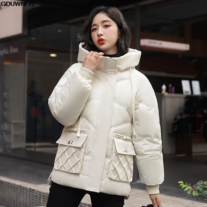 2024 New Women Cotton Padded Jacket  Korean Loose Hooded Cotton Coat Women Parkas Winter Plus Size Outwear Women Winter Jacket