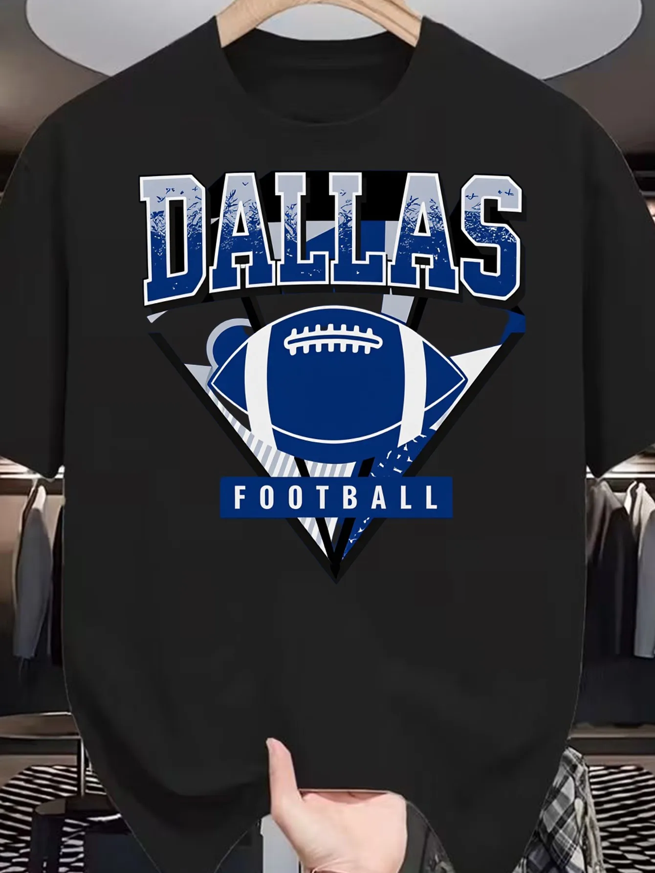 Plus Size, DALLAS Football Graphic T-Shirt - Bold Blue and White Design, Casual Crew Neck Tee, Perfect for Football Fans and Casual Attire