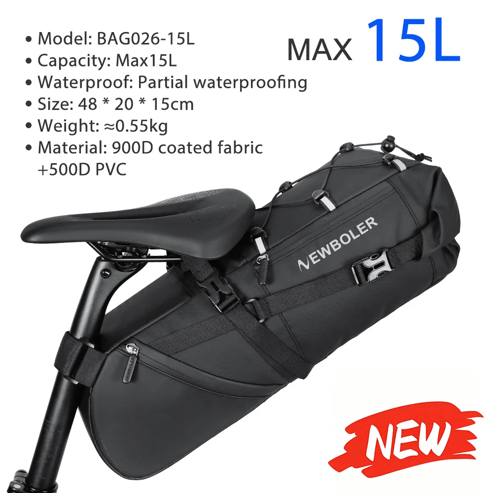 NEWBOLER Fahrrad Satteltasche Wasserdicht MTB Rennrad 10L 13L Große Kapazität Radfahren Tasche Faltbare Schwanz Hinten Tasche Stamm Zubehör