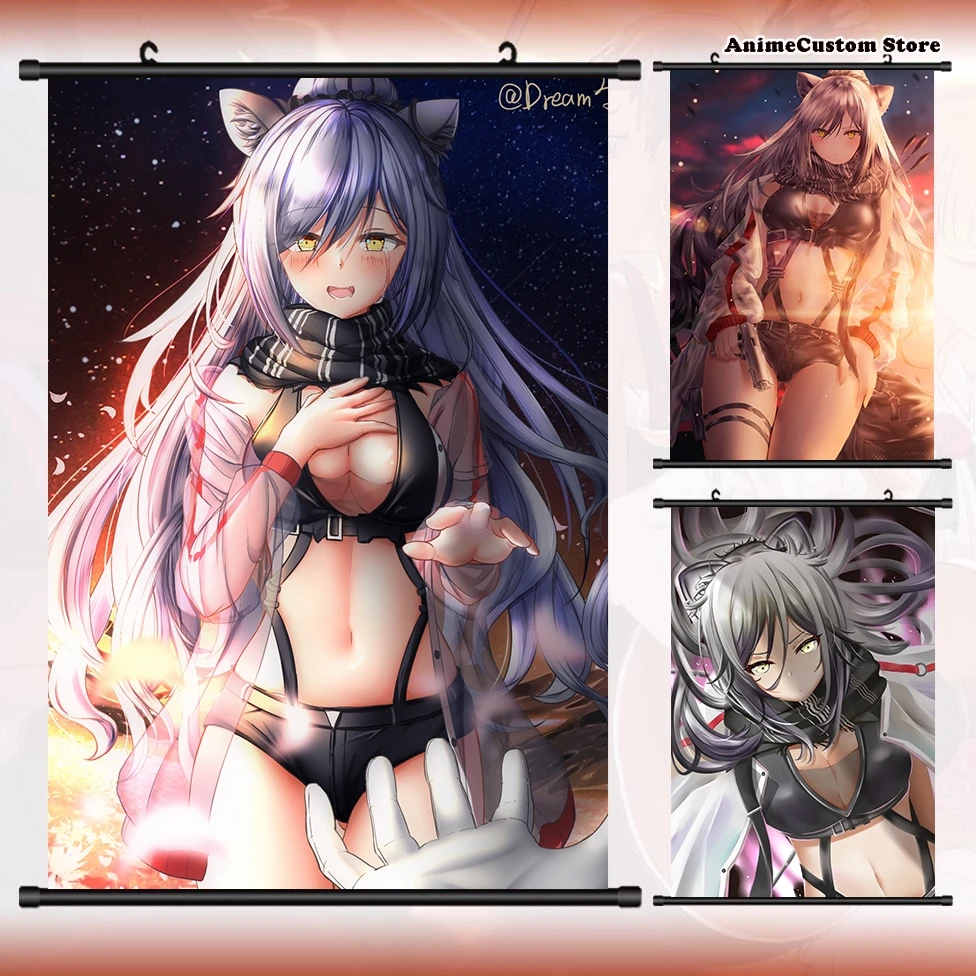 Anime Game Schwarz Arknights Sexy Cosplay Wall Scroll Roll Painting Poster Hanging Picture Poster Home Decor Collection Art Gift