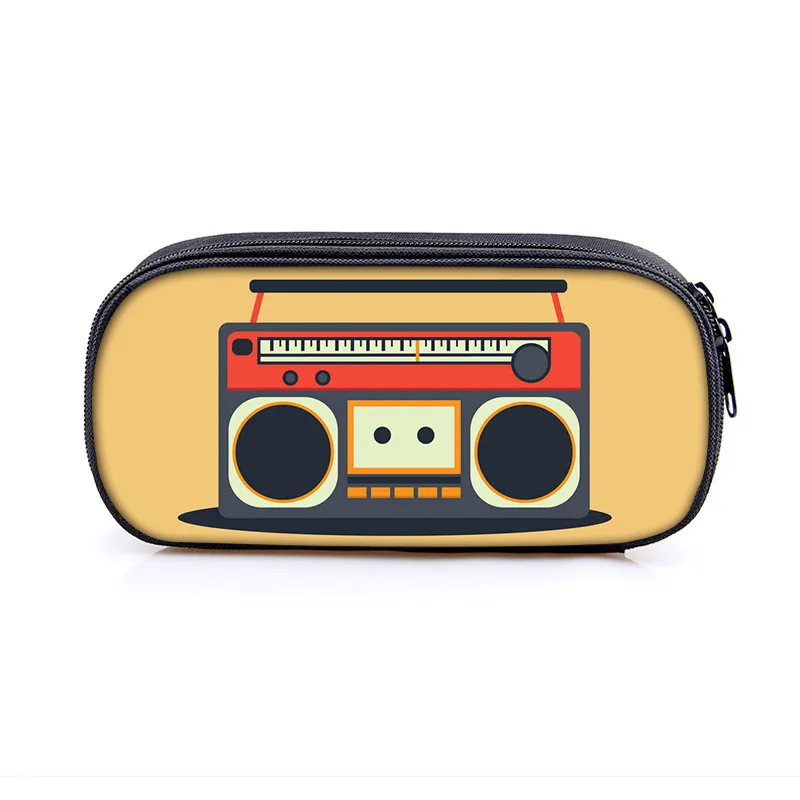 Cassette Tape Recorder Print Pencil Case Back To 80s 90s Cosmetic Bags For Teenager Fashion Pencil Box School Supplies Gift