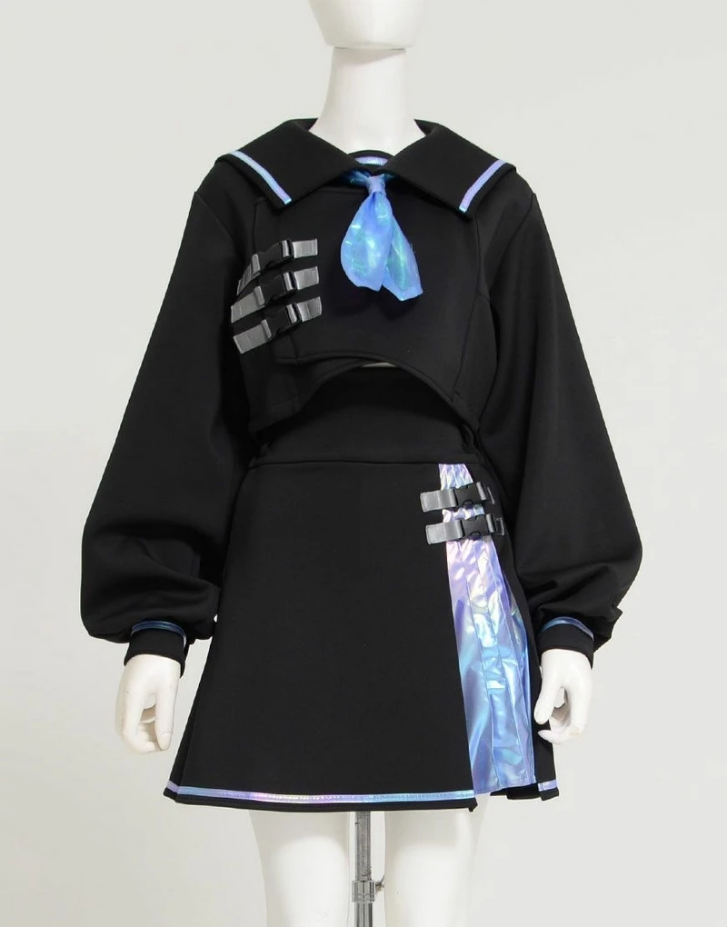 Japanese Harajuku Mine College Style Sailor Suit JK Uniform Long Sleeve Jacket and A-line Skirt Two Piece Cosplay Clothing Set