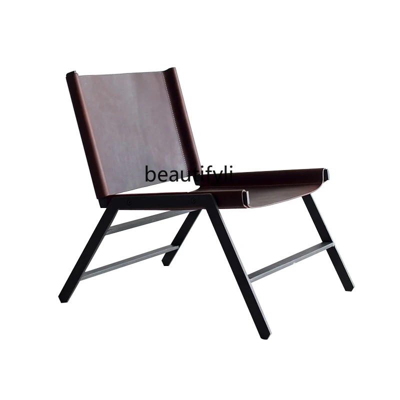 

Italian Minimalist Saddle Leather Leisure Chair Modern Single-Seat Sofa Chair Silent Style Designer Furniture