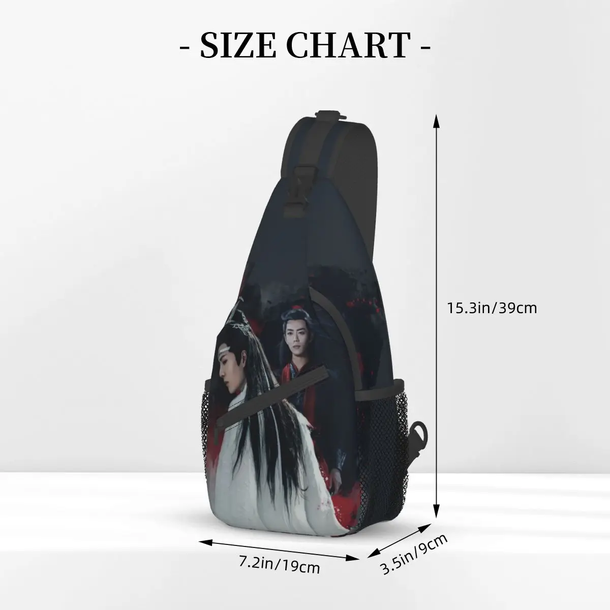 Wangxian Untamed กระเป๋าสะพายขนาดเล็กคาดอกพาดลำตัวกระเป๋าสะพายหลังกีฬากลางแจ้ง Daypacks LAN Wangji Wei Wuxian Satchel