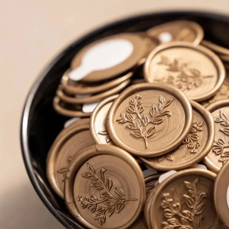 200pcs/set Bronze Round 3cm Wax Seal Stickers Initials Custom Logo Design Self-adhesive Labels for Wedding Envelope Card Decor