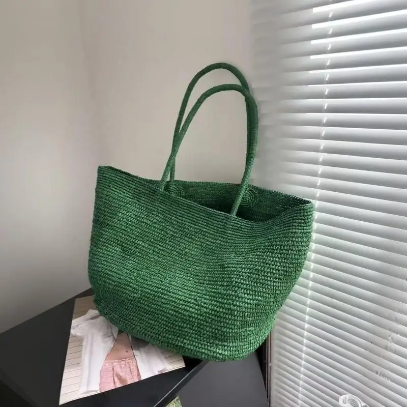 2026 Große handgewebte Raffia-Strohtasche für Damen – Luxuriöse Schultertasche für Freizeit, Sommer, Strand, Reisen und Shopping – Detail 13