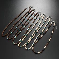 Necklace For Men New Vintage Coconut Shell Coconut Turquoise Necklace, Men's Surf Resort Necklace Collarbone