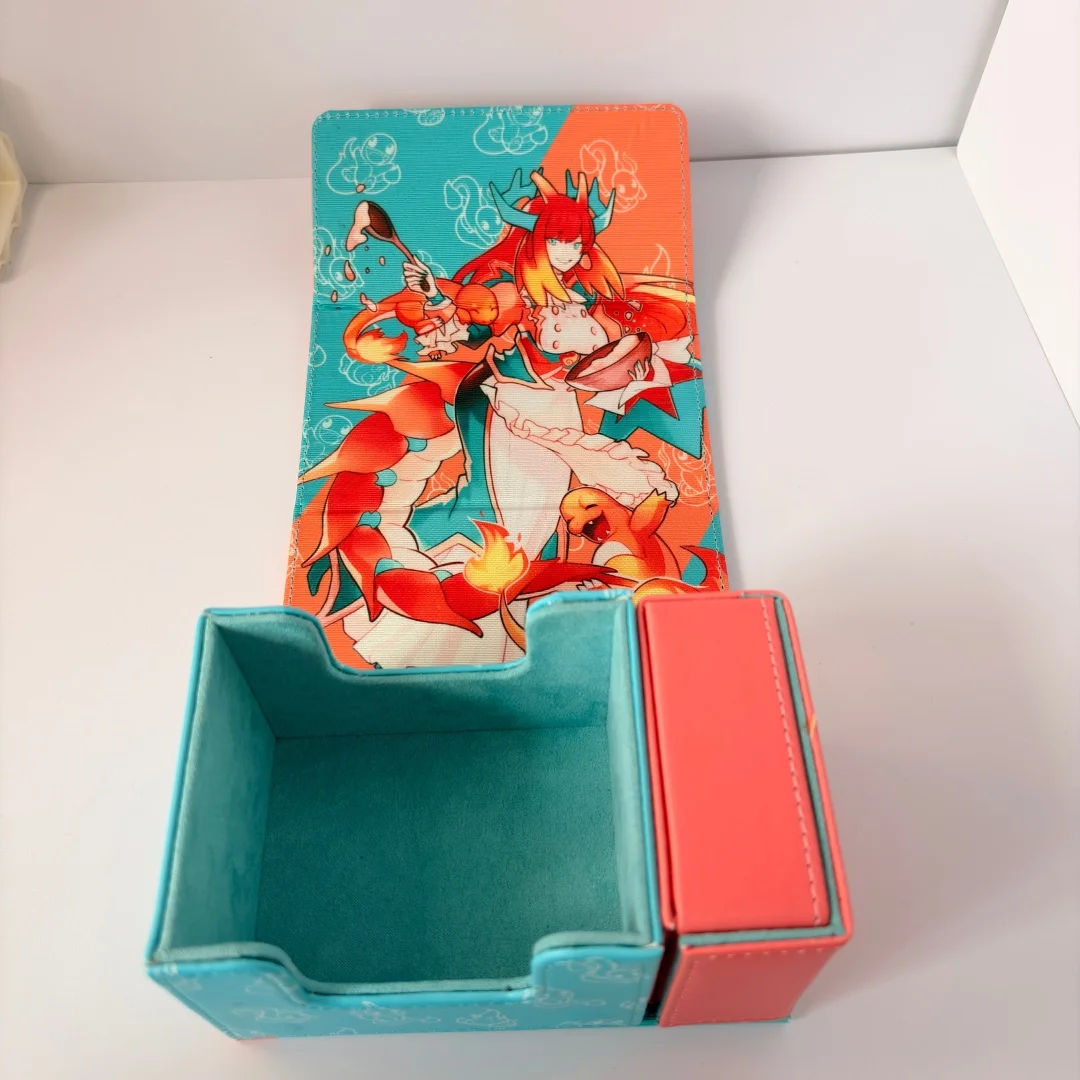 Yu-Gi-Oh! Dragonmaid Kitchen Charmander Card Box Leather Magnetic Wear-Resistant Game Collection Card Double Layer Storage Box