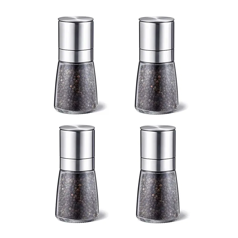 【ELEVATE LIFE】Salt and Pepper Grinder, Pepper Mill Grinder with Grinding , Stainless Steel & Chunky Glass Sea Salt Mill ABDD