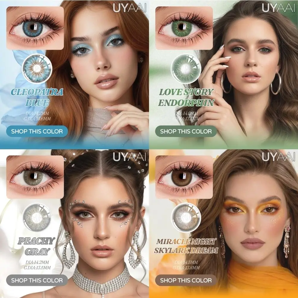 UYAAI Farbige Kontaktlinsen Beauty Cleopatra Blaue Kontaktlinsen Make-up Große Augen Braune Pupillen Natürliche Pupillen Grüne Linse Graue Linse