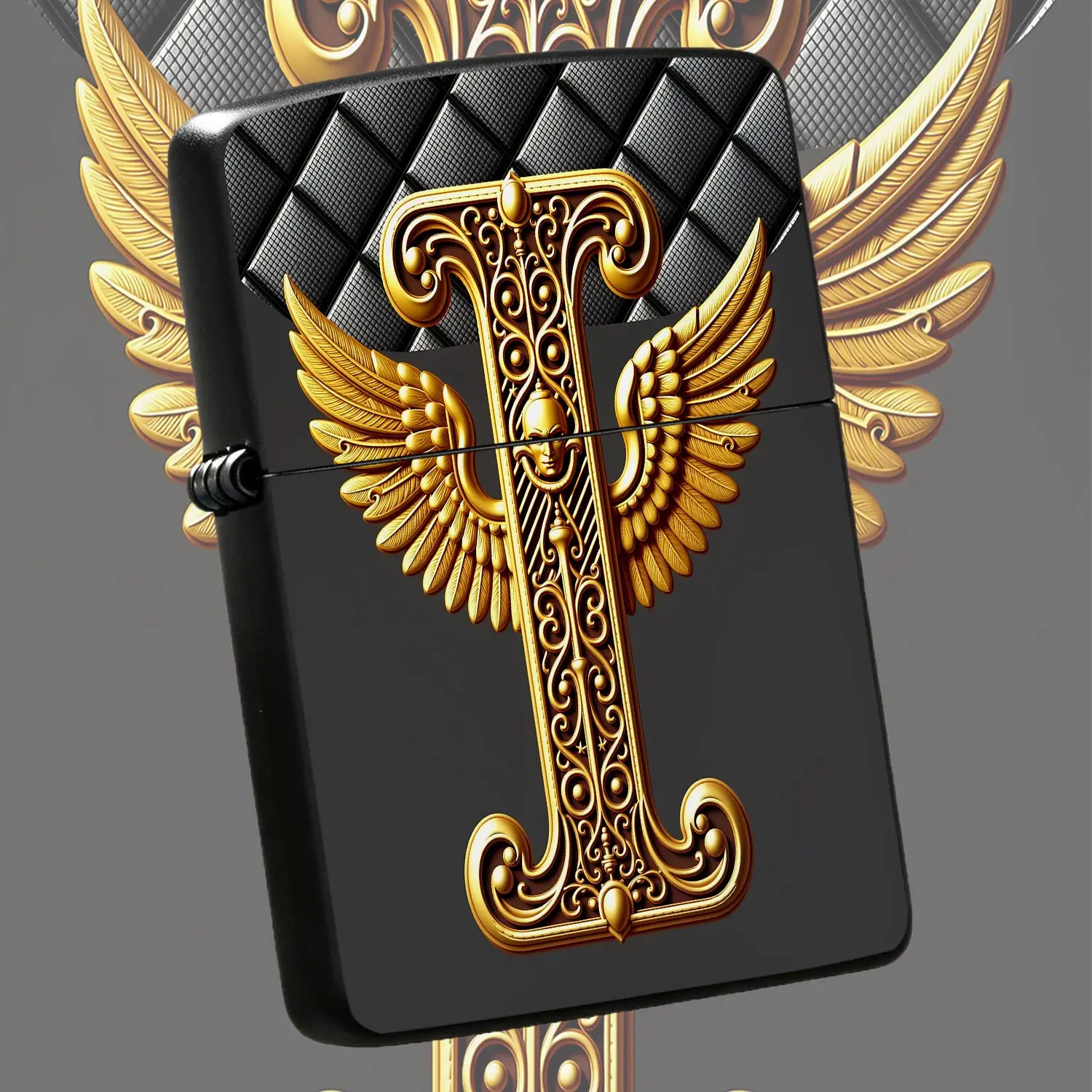 Luxury Ornate Golden Winged Letter Lighter, Exquisite Carved Craftsmanship, Portable Lightweight Design, Ideal for Daily Use Outdoor Gathering Dating Travel, Stylish Unique Decorative Accessory for Gifting Personal for A A Humorous And Inte