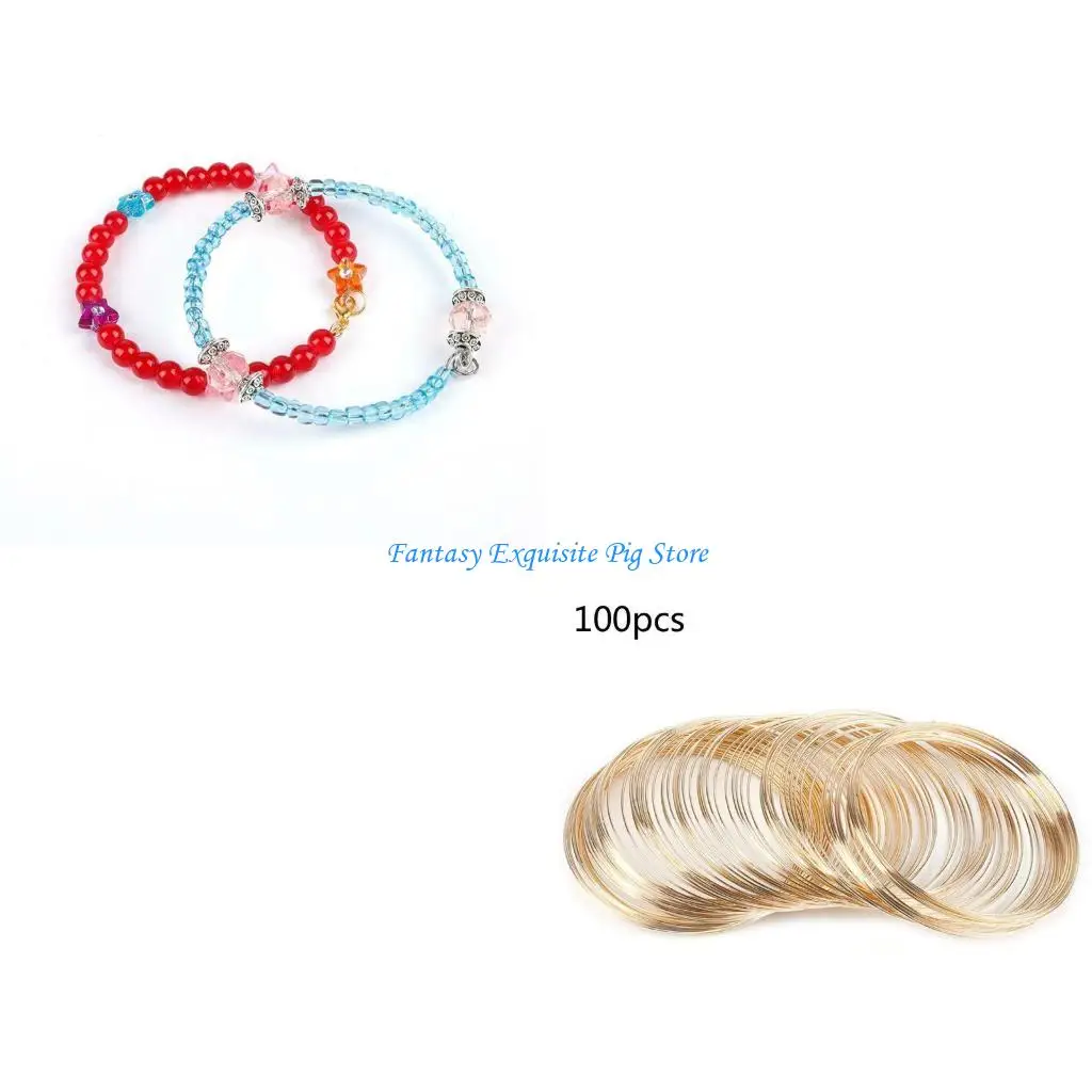 

100 Pieces Memory Beading Steel Wire Bangle Bracelet 0.6mm for Jewelry Making Supplies DIY Arts Crafts Wrapping Charms