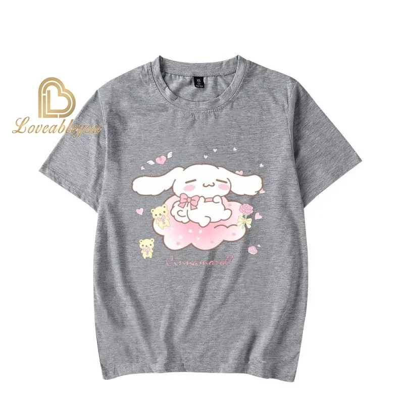 Cinnamoroll-Camiseta con estampado 3D de dibujos animados para niños y niñas, ropa de calle divertida, Tops de verano con cuello redondo, regalos de