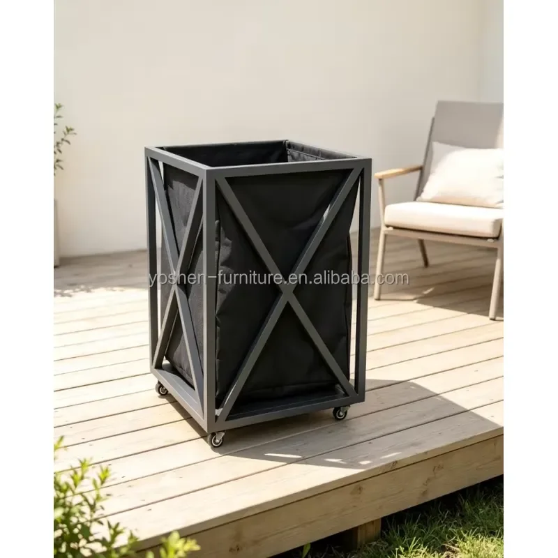 Aluminum Frame Pool Towel Bin with Wheels Large Capacity Laundry Cart for Hotel Resort Spa Dirty Clothes Storage Recycling