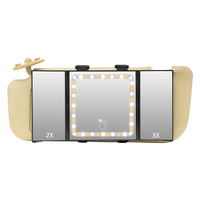 Car Sun Visor Makeup Mirror with LED Light USB Charging Trifold Vanity Mirror for Women, Portable Auto Interior Cosmetic Mirror