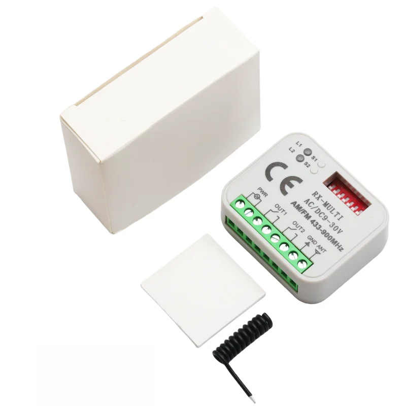 Universal RX Multi Frequency Receiver, 300-900MHz 2CH AC/DC 9-30V Relay Module for Garage Door Remote