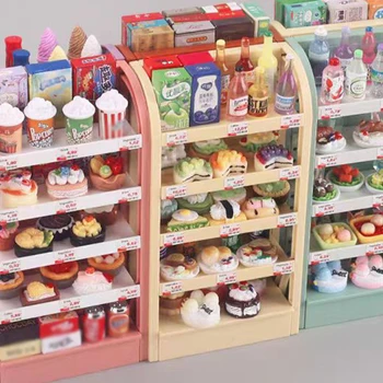 1:12 Miniature Store Display Shelf Dollhouse Furniture Mini Food Simulation Play House Scenes Kithcen Decoration Kids Toy Gift