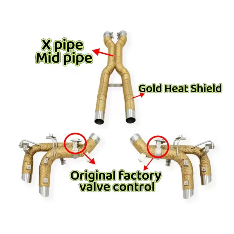 

OEM/ODM Gold Insulated Exhaust Catback System for Ferrari Purosangue FUV 6.5V12 2022-2025 Exhaust Pipes Sports Car Sound Upgrade
