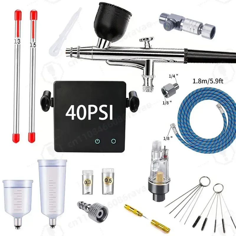 T001A US Standard Airbrush Spray Paint Set with Air Pump for Nail Art Tattoo Painting