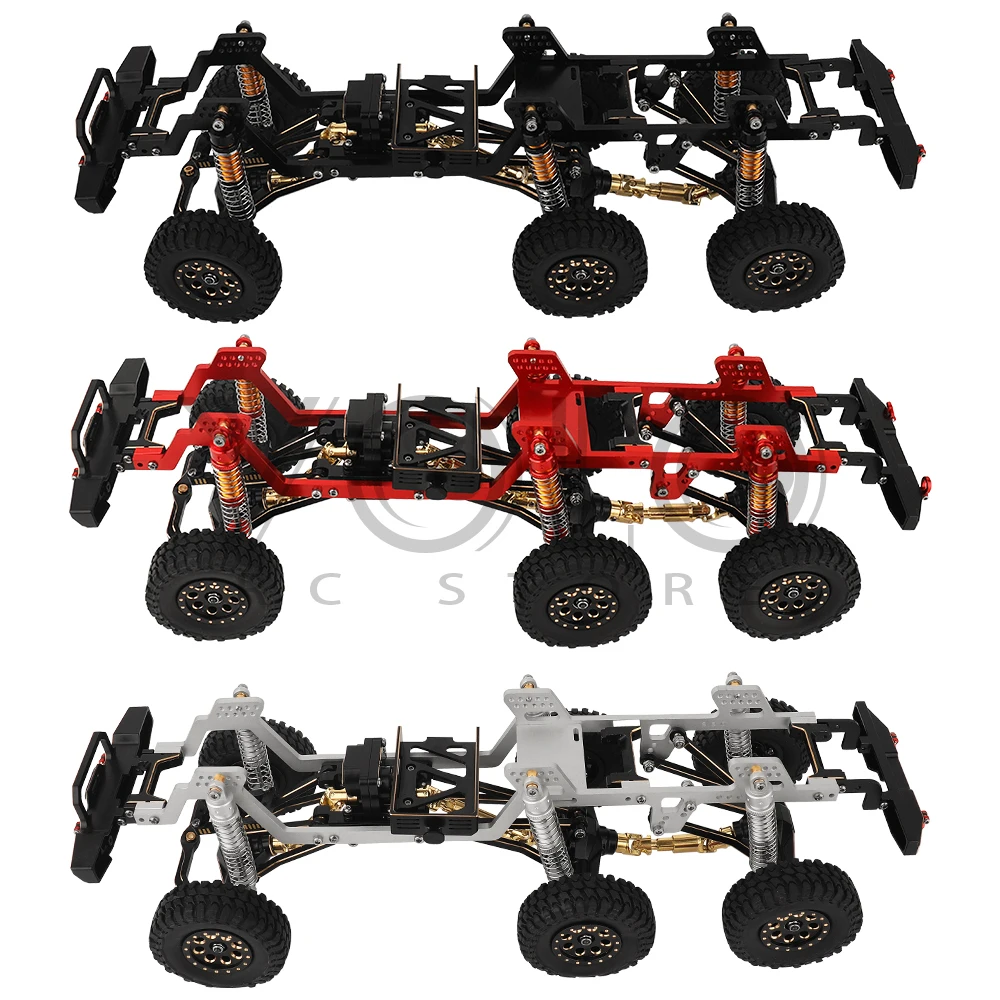 TRX4-M Brass & Metal 6x6 RC Car Chassis Frame with Front Middle Rear Axles Gearbox DIY for TRX4M 1/18 RC Crawler Car Parts