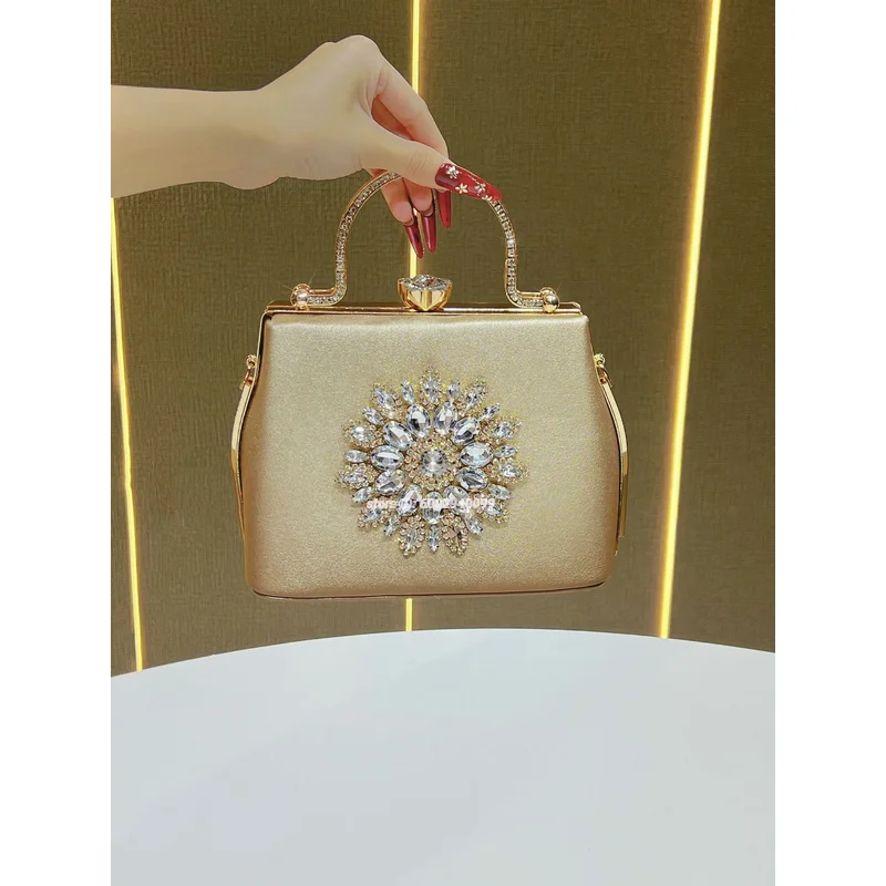 

2025 New Full Diamond Sunflower Evening Clutch Women's Handbag Wedding Dinner Clutch Bag Evening Dress Handbags