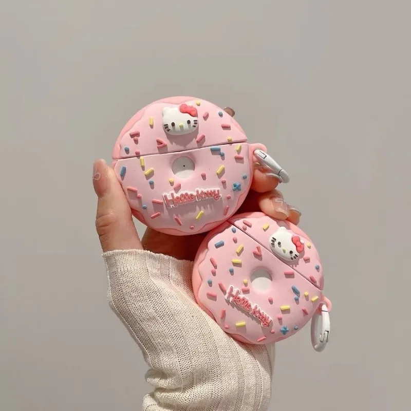 

Hello Kitty Airpod Pro Case Sanrio Anime KT Donuts Silica Gel Earphone Shell Airpods 1/2/3 Generation Gift Cartoon Girl Pendant