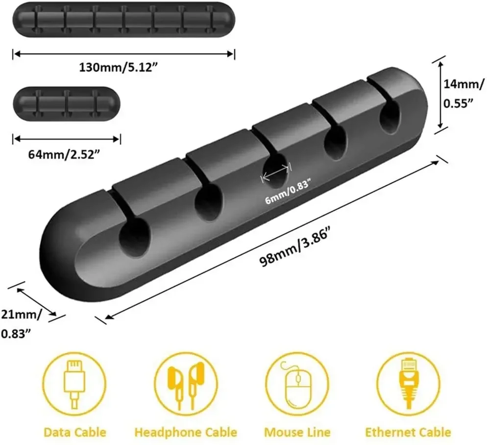 Silicone Cable Organizer USB Cable Winder Desktop Tidy Management Clips Cable Holder for Mouse Headphone Wire Organizer