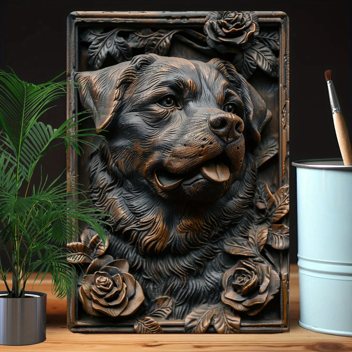 Rottweiler 3D Embossed Art Sign - Wall Art for Home & Garden, Vintage-Inspired Dog Theme Decor for Gym, Bathroom, Store