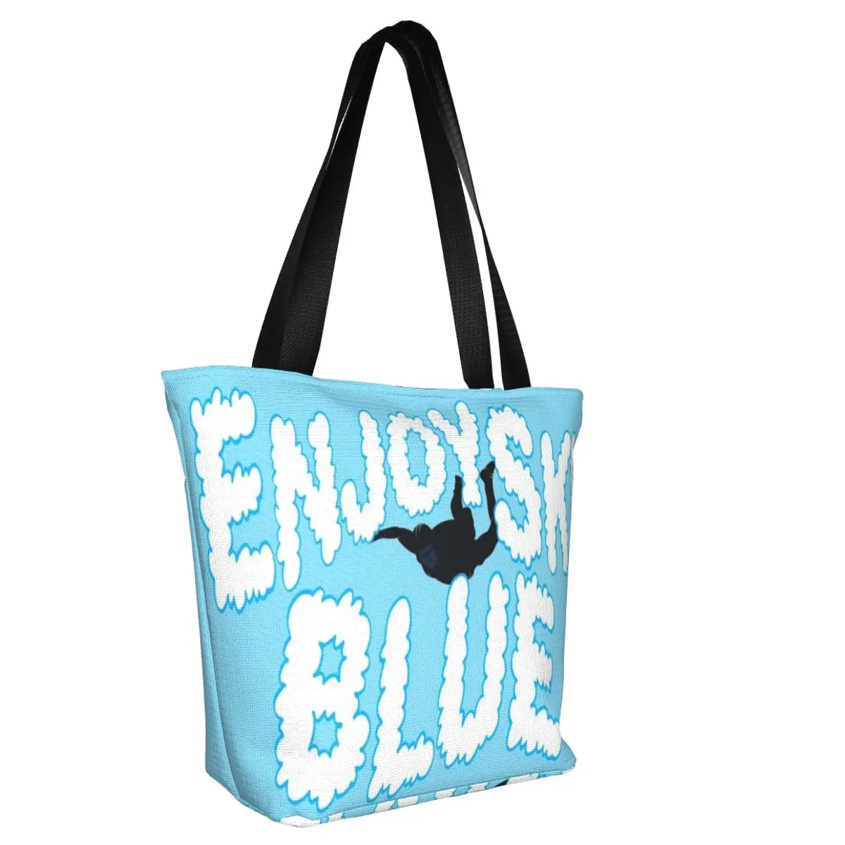 Enjoy Sky Blue Casual Shoulder Tote Shopping Bag Large Capacity Simple Generous For Fitness Birthday Gift