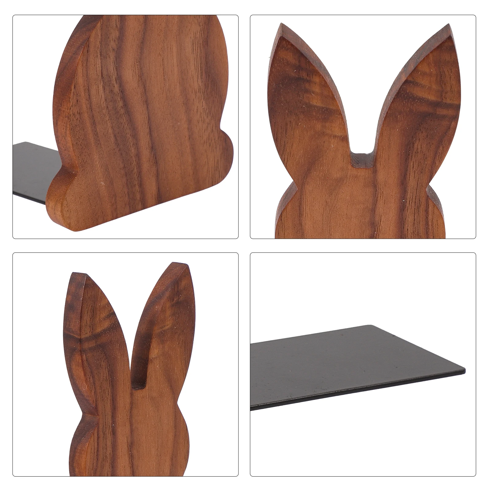 

Book Stand Bookshelf Holder Rabbit Decorative Bookend Wooden Stoppers Desk Bookends