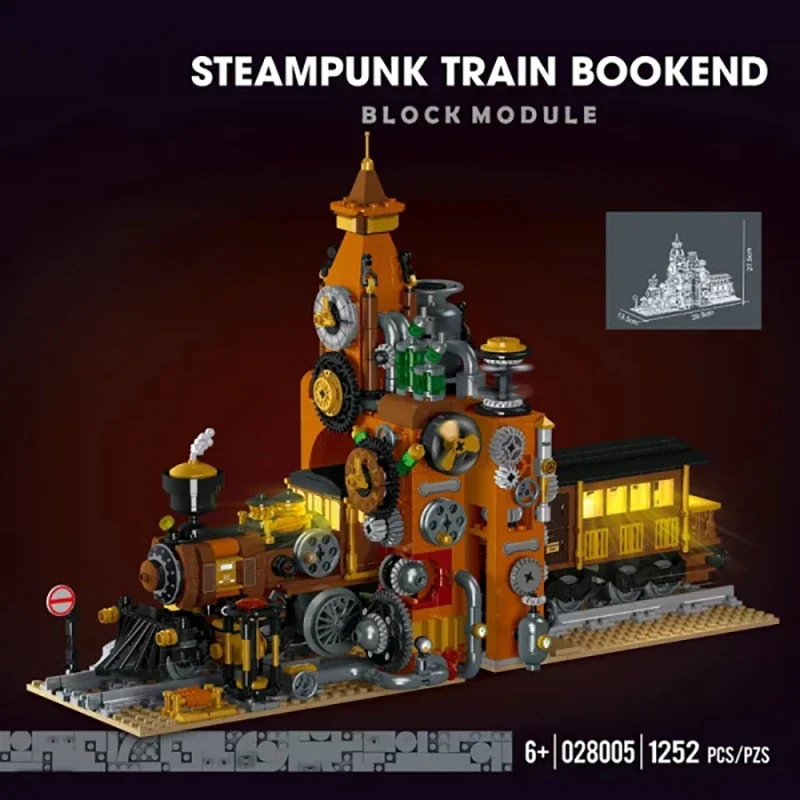 Retro Steam Train Building Set Build and Display Steampunk Train Bookends Model Practical Gift Idea for Train Enthusiasts lovers