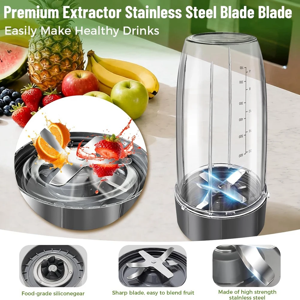 

Appliance Parts 8 Pieces Blender Cups & Blade Replacement Set , 2 PCS 32oz Cups & Premium Extractor Blades