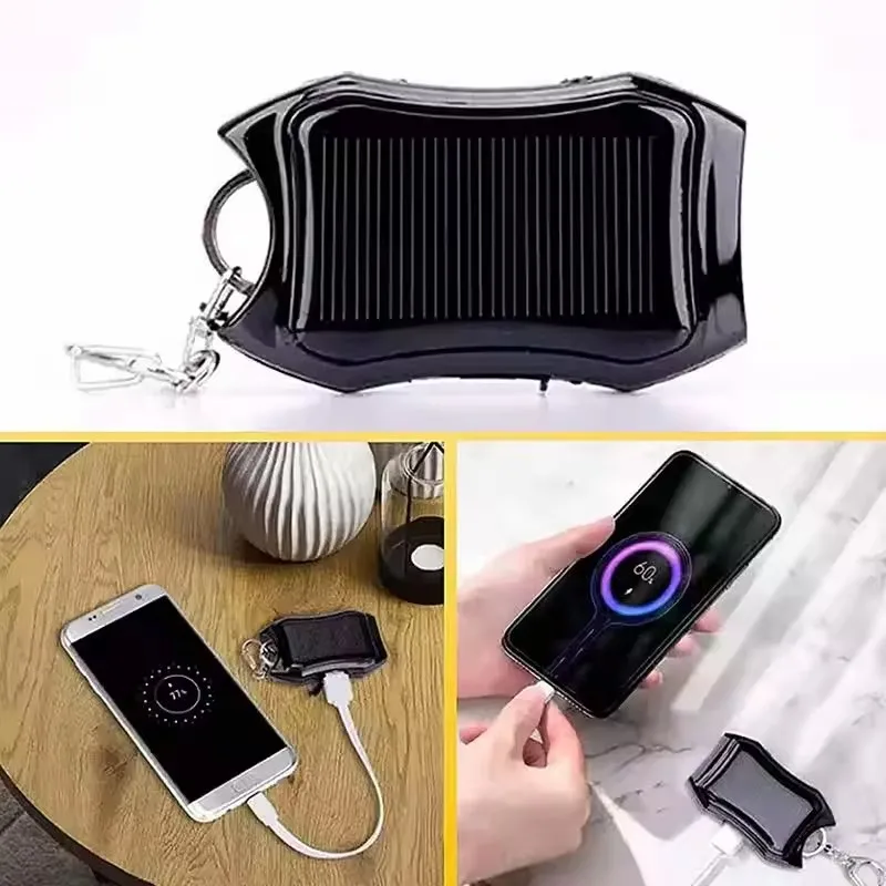 

1PCSMini Keychain Light LED Flashlight Solar Power Bank 1500mAh Carabiner Keychain Outdoor Survival Tool Camping Emergency Light
