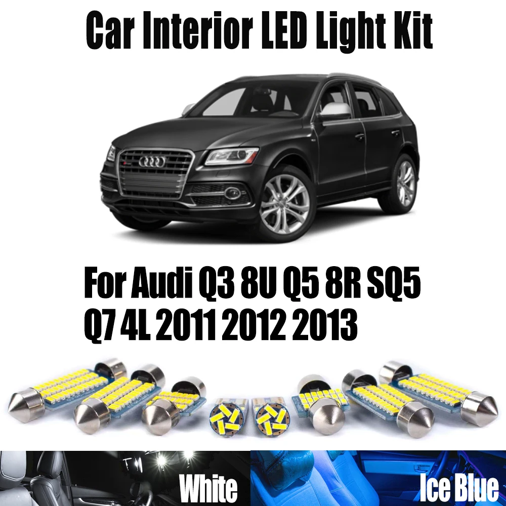 Canbus For Audi Q3 8U Q5 8R SQ5 Q7 4L 2011 2012 2013 Car Accessories LED Interior Map Dome Vanity Mirror Light Reading Bulb Kit