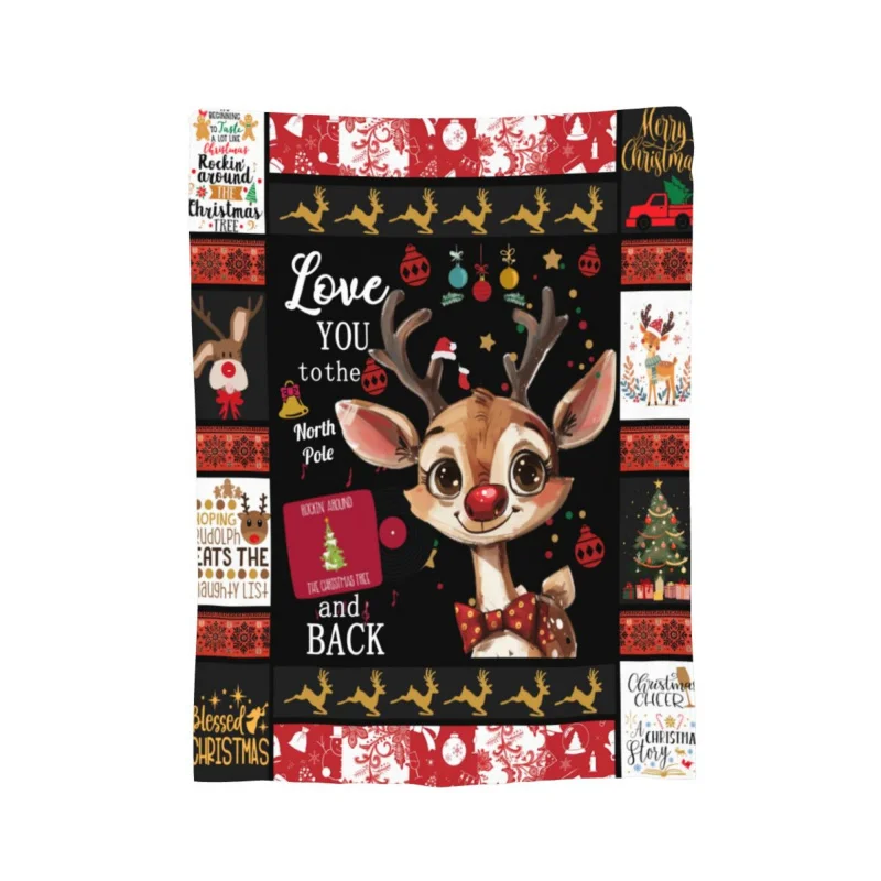 Christmas Deer Gift Soft Flannel Bed Blanket for Adults and Children