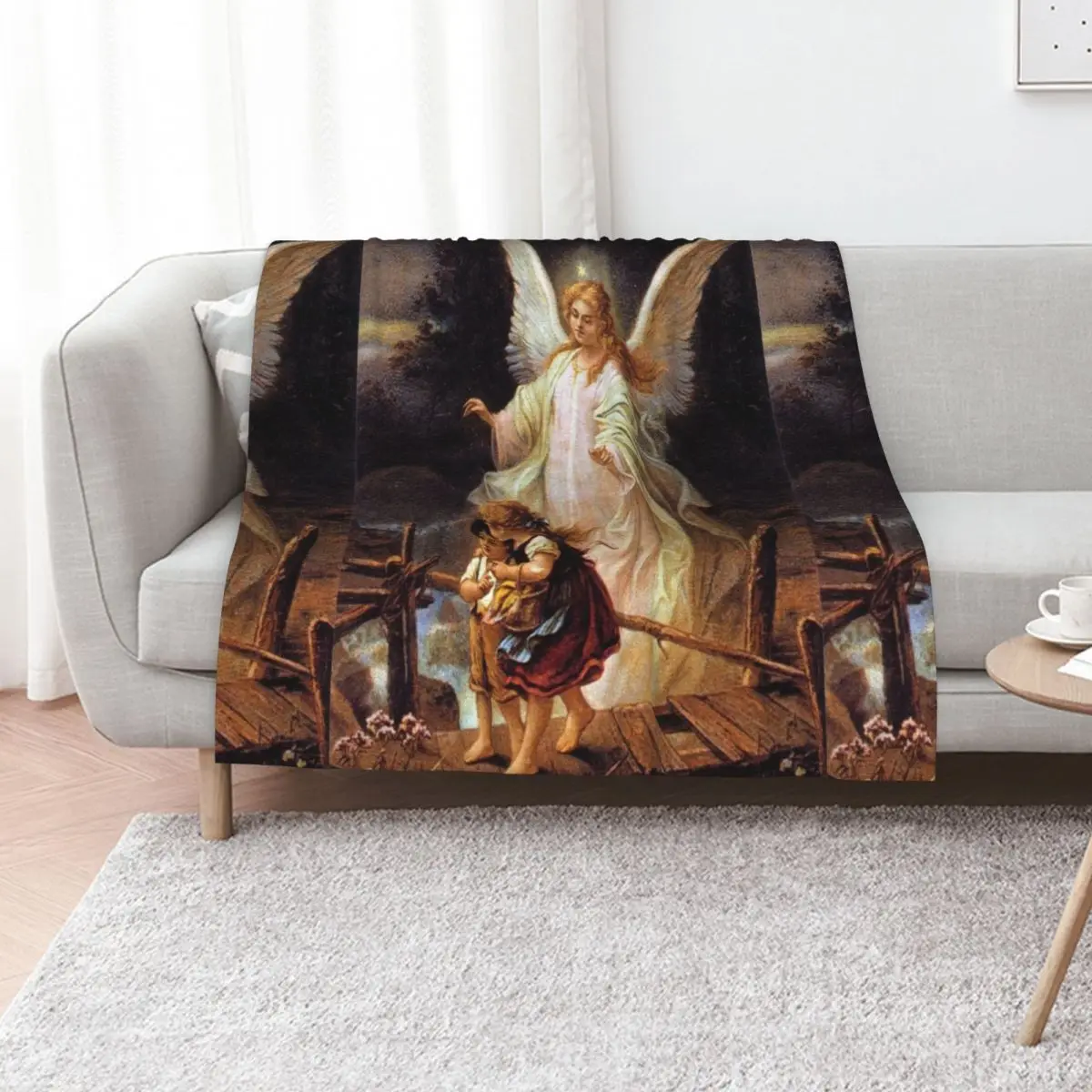 guardian angel Throw Blanket Large Plaid Bed Fashionable blankets ands Weighted Soft Blankets