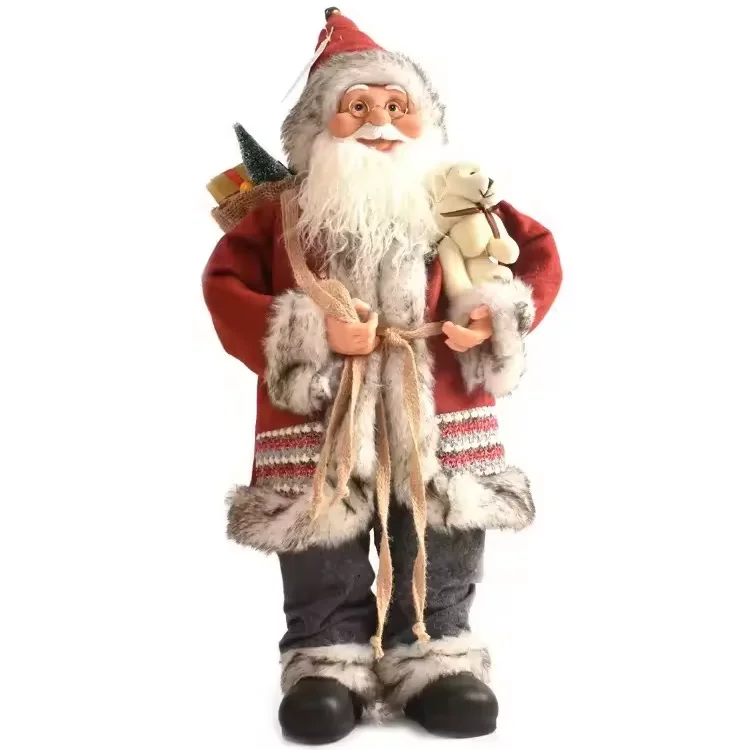45CM High-End Luxury Santa Claus Doll, Standing Old Man Christmas Decorations, Gift Ornaments, Home Holiday Decor